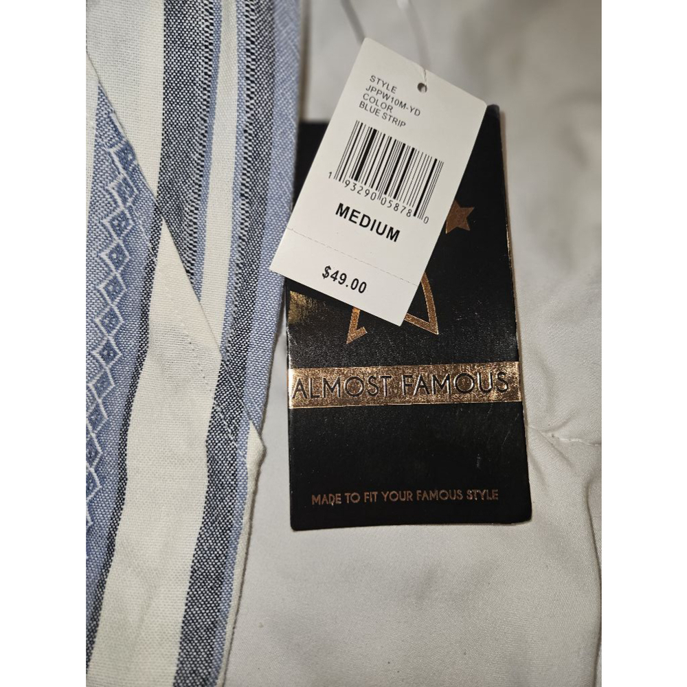 Almost Famous Medium Knit Pull On Elastic Waist Striped Drawstring Pants New - Picture 4 of 9